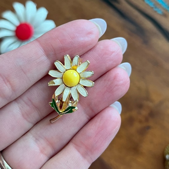 Vintage daisy brooch mid century modern pin as is - Picture 2 of 5